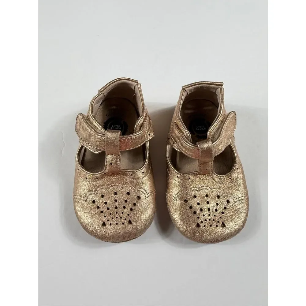 Livie & Luca Cora III Rose Gold Metallic Crib Shoes 12–18 Months
